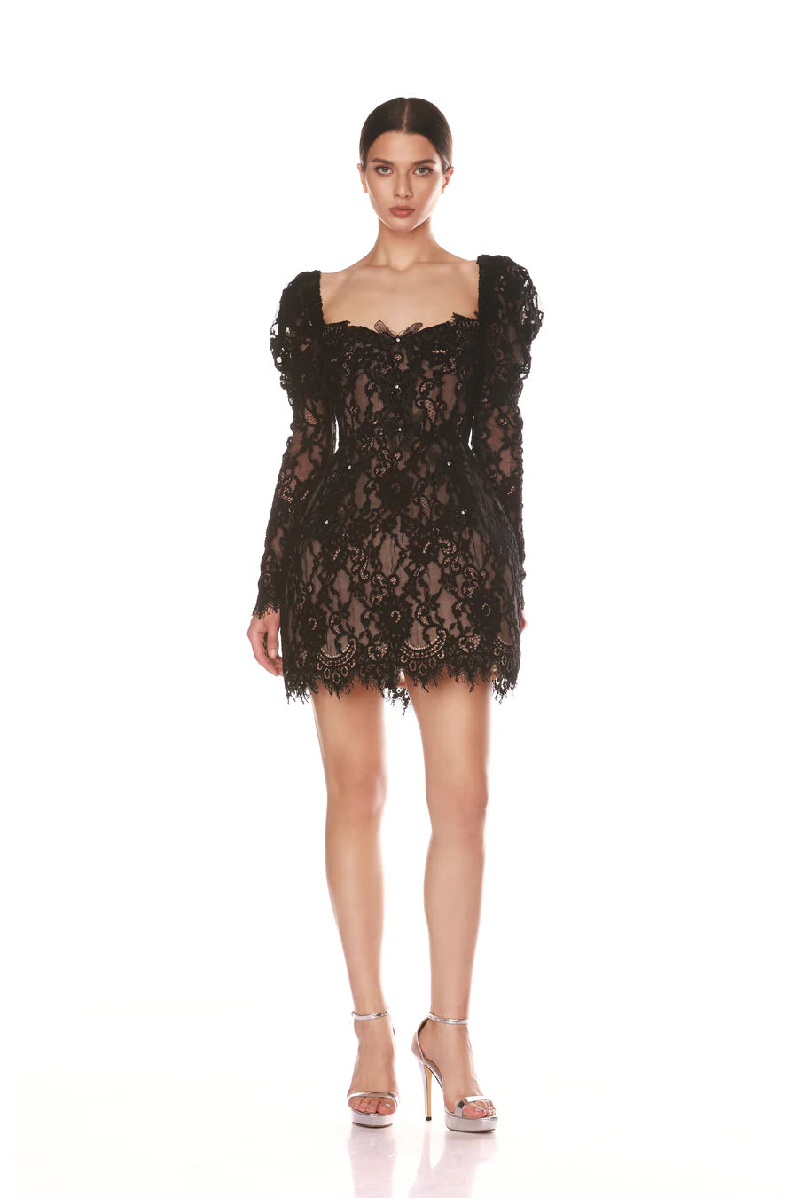 NEW COLETTE NOIR LACE MINI DRESS